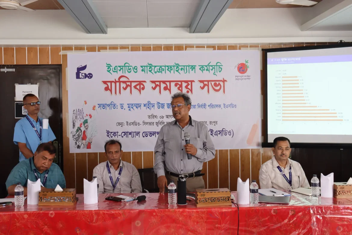 a coordination meeting for the Microfinance Program was successfully held in the hall of ESDO's Silver Jubilee Building in Rangpur